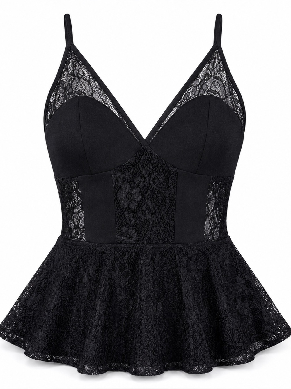 Akira Peplum Top S Black Lace Sheer Cami Goth Aesthetic Dark Academia Party Sexy